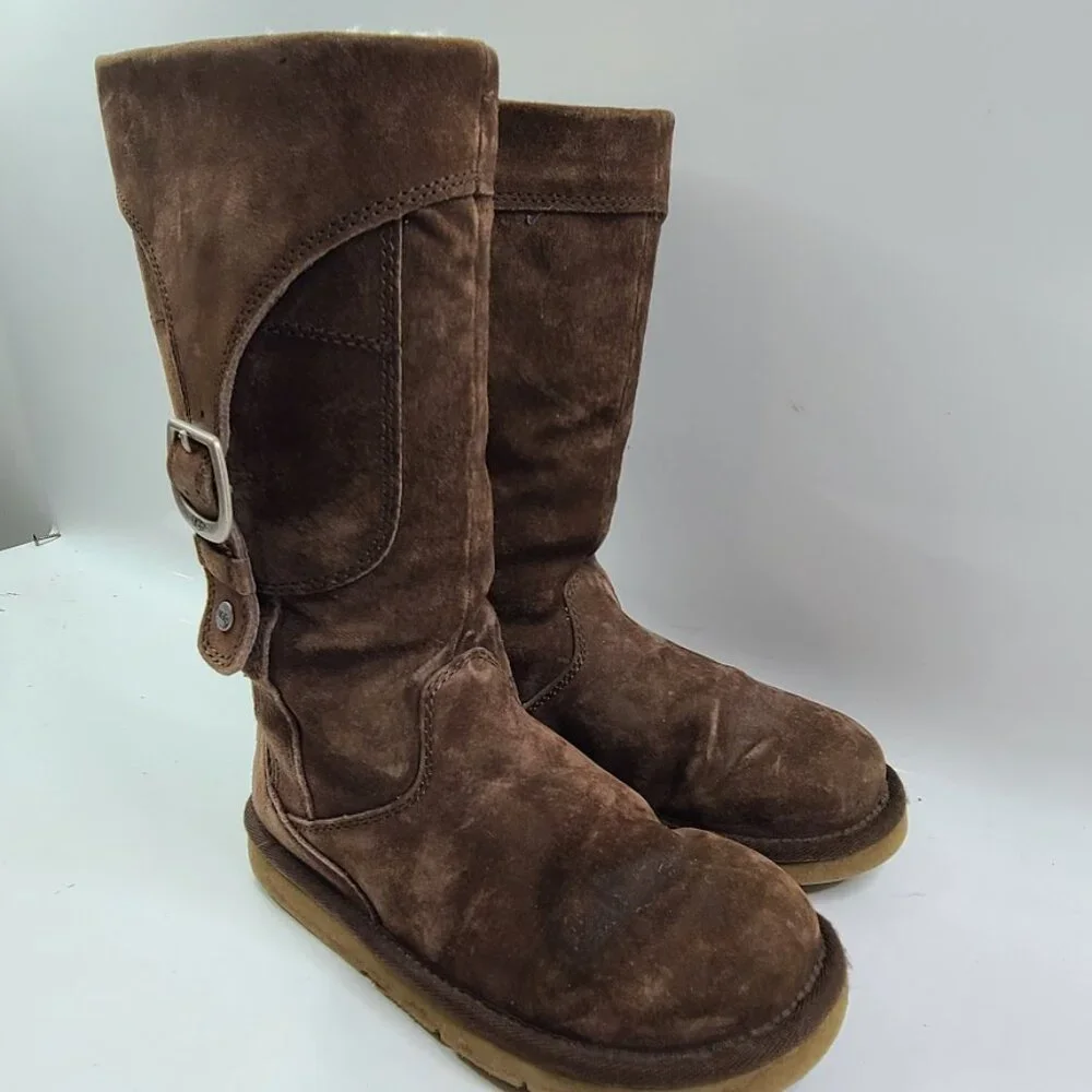 UGG Women's Brown‎ Cargo III 5132 Suede Buckle Mid-Calf Winter Snow Boots Size 6